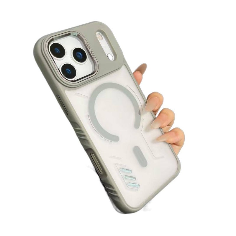 LS غطاء MagSafe بسيليكون لـ iPhone 16 / 16 Plus / 16 Pro / 16 Pro Max مع مقاوم للصدمات وحماية من السقوط مع مقاوم للصدمات مع مغناطيس قوي مع قبضة مضادة للانزلاق باللون رمادي مضاد للانز. - Image 1