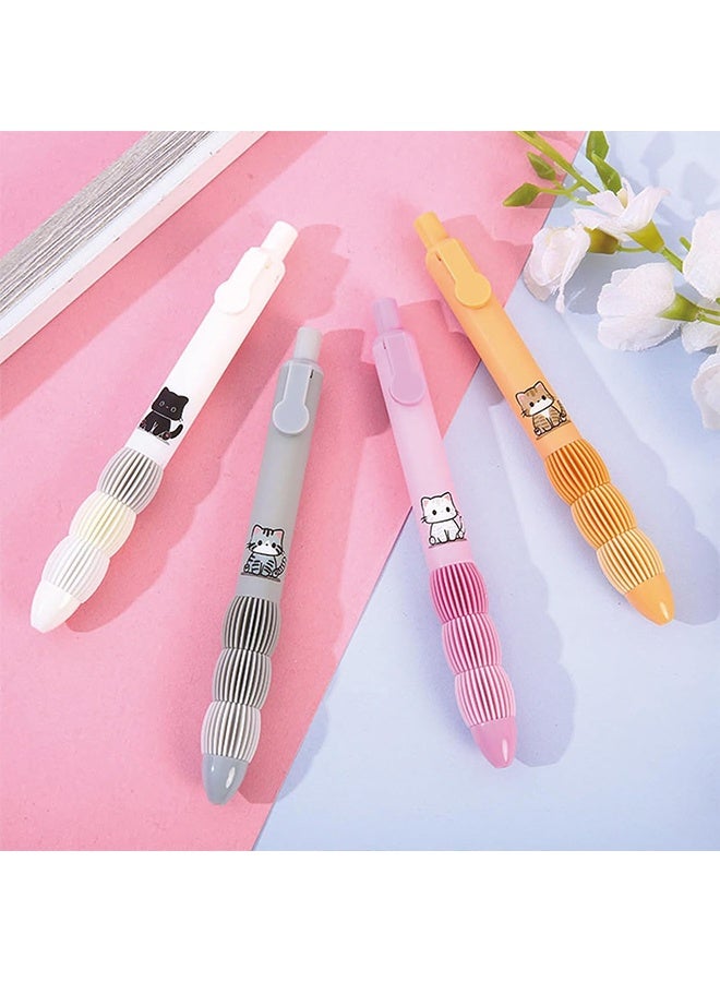 Quantum 4 Pcs Multifunctional Quick Drying Gel Pens, 0.5mm Fine Point Black Ink Pen, Cute Cat Smooth Writing Rollerball Pens for School and Office Stationery - Image 3