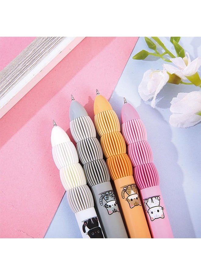 Quantum 4 Pcs Multifunctional Quick Drying Gel Pens, 0.5mm Fine Point Black Ink Pen, Cute Cat Smooth Writing Rollerball Pens for School and Office Stationery - Image 4