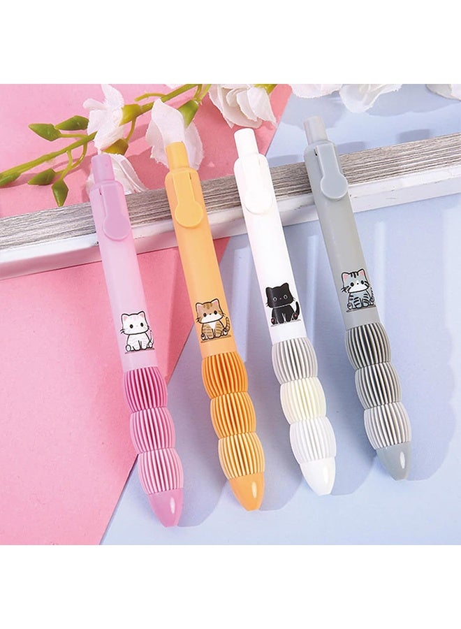 Quantum 4 Pcs Multifunctional Quick Drying Gel Pens, 0.5mm Fine Point Black Ink Pen, Cute Cat Smooth Writing Rollerball Pens for School and Office Stationery - Image 2
