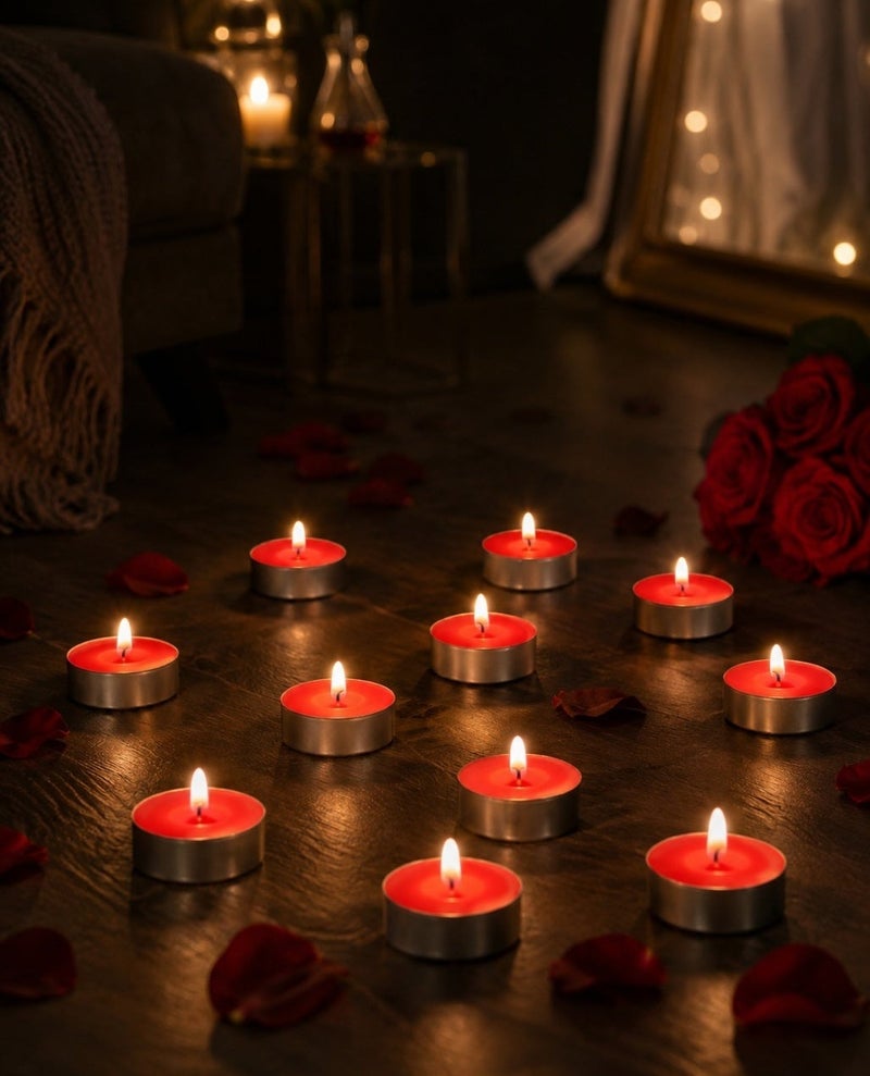 شموع  حمراء 10 قطع، مثالية لزينة رومانسية، عيد الحب، ذكرى الزواج، حفلات الخطوبة، تزيين الغرف والطاولات وخلق أجواء دافئة وهادئة. - Image 1