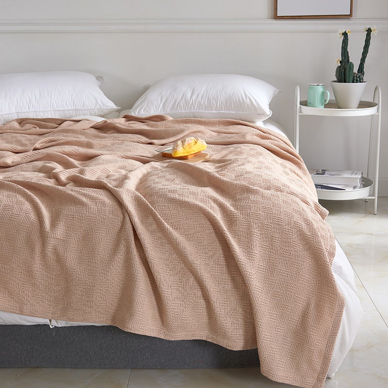 Cotton Gauze Knitted Blanket Towel Quilt Houndstooth Double-Layer Towel Quilt Nap Double Sofa Air-Conditioning Blanket Pure Cotton - Image 1