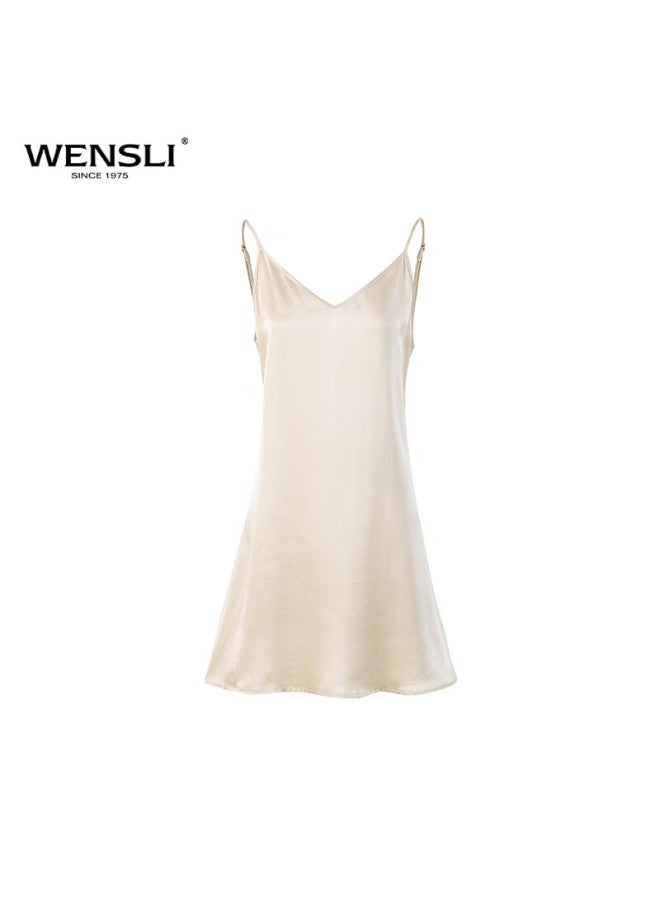 Wanshili Couple Silk Sling Nightgown 100% Mulberry Silk Pajamas Women's Home Wear Gift Box Set Summer - Image 1