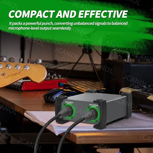 JCANOL PD200 Stereo Passive DI Box Unit Hum Eliminator with GND switch, Input Attenuator to Connect Guitar & Bass, 1/4" instrument Direct Box to Balanced & Unbalanced XLR - Image 5