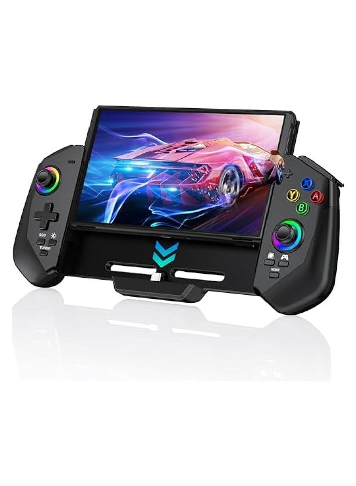 PROMASS Switch Controllers with Hall Joystick for Nintendo Switch/OLED, Pro Remote Controller with RGB Light, Turbo, Dual Motor, 4 Game Slots, Wired Joypad Replacement for Nintendo Switch Controller - Image 1