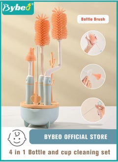 Bybeo 4 in 1 Silicone Baby Bottle Cleaning Brush Set with Stand, 360° Rotating Water Bottles Cleaner, Cup Gap Clean Brushes  - Image 1
