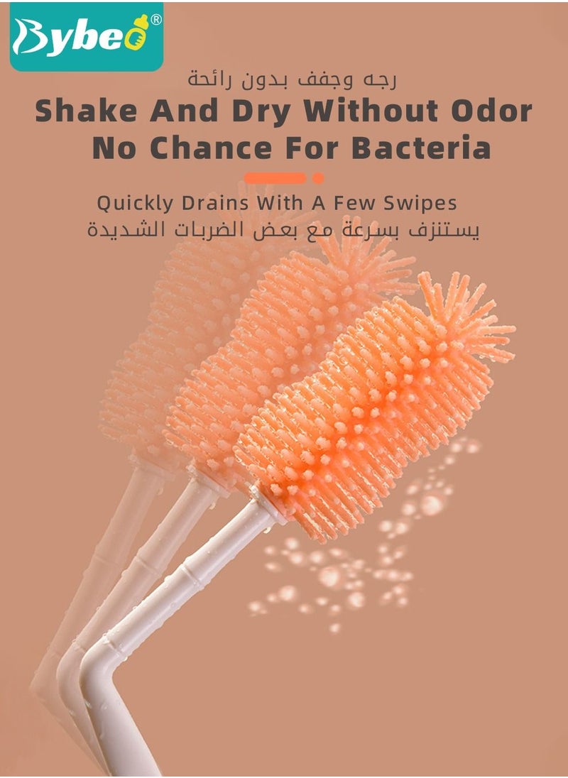 Bybeo - 4 in 1 Silicone Baby Bottle Cleaning Brush Set with Stand, 360° Rotating Water Bottles Cleaner, Cup Gap Clean Brushes - Image 1