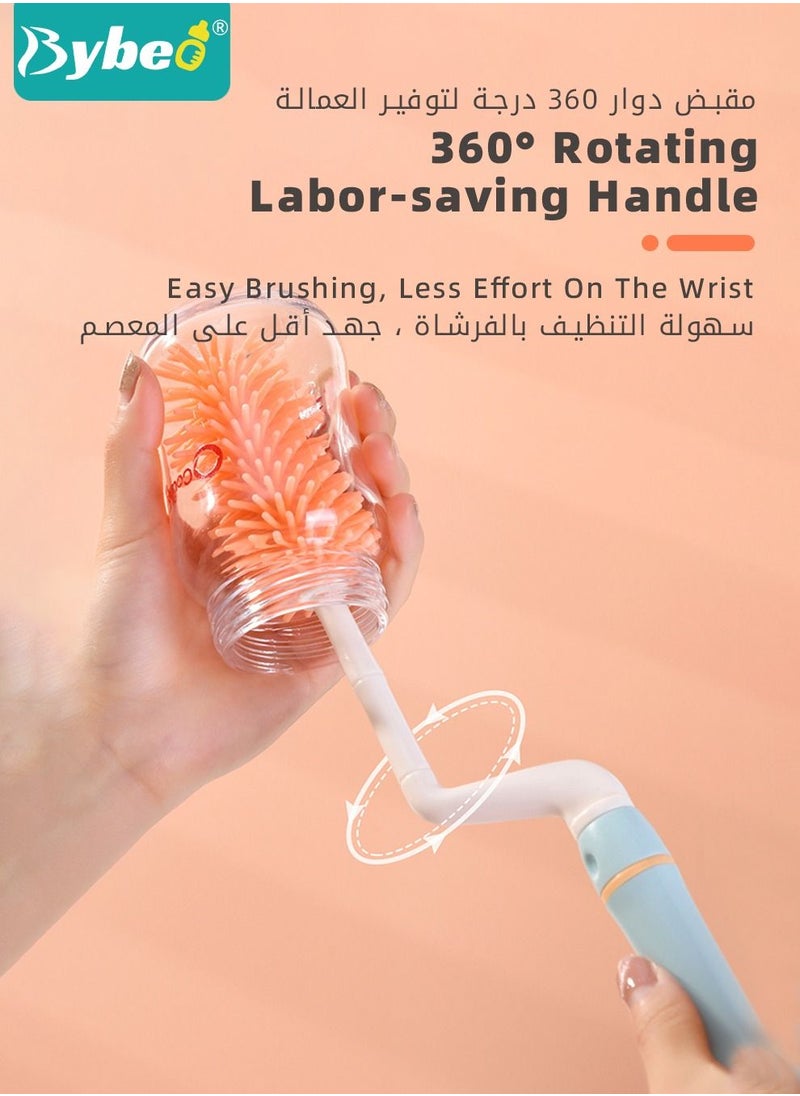 Bybeo - 4 in 1 Silicone Baby Bottle Cleaning Brush Set with Stand, 360° Rotating Water Bottles Cleaner, Cup Gap Clean Brushes - Image 1