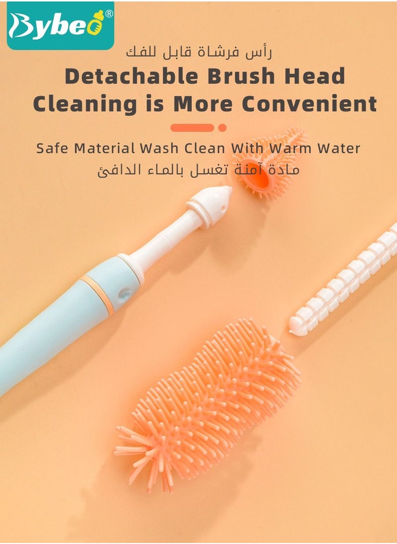 Bybeo - 4 in 1 Silicone Baby Bottle Cleaning Brush Set with Stand, 360° Rotating Water Bottles Cleaner, Cup Gap Clean Brushes - Image 1