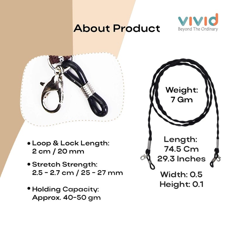 Vivid vision Unisex Adult Nylon Eyeglass Holder Strap Cord | New Chain Adjust on Sunglasses | Anti-slip Retainer Lanyard String Eyewear Frame | Specs Mask Chains - Image 3