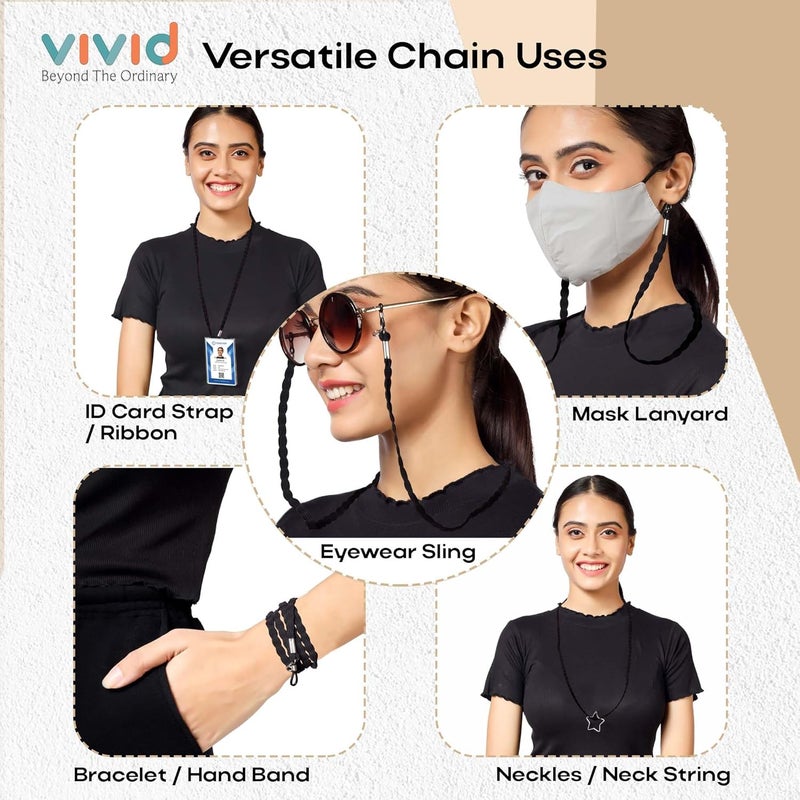 Vivid vision Unisex Adult Nylon Eyeglass Holder Strap Cord | New Chain Adjust on Sunglasses | Anti-slip Retainer Lanyard String Eyewear Frame | Specs Mask Chains - Image 5