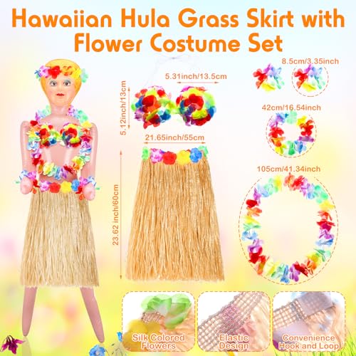 Liliful 2 Pcs Hawaiian Inflatable Blow up Decorations 59'' No Moving Part Figure Summer Inflatable Palm Tree Pool Raft Hula Skirt Bikini Top Costume, Bachelors Party Accessories(Grass Color) - Image 3