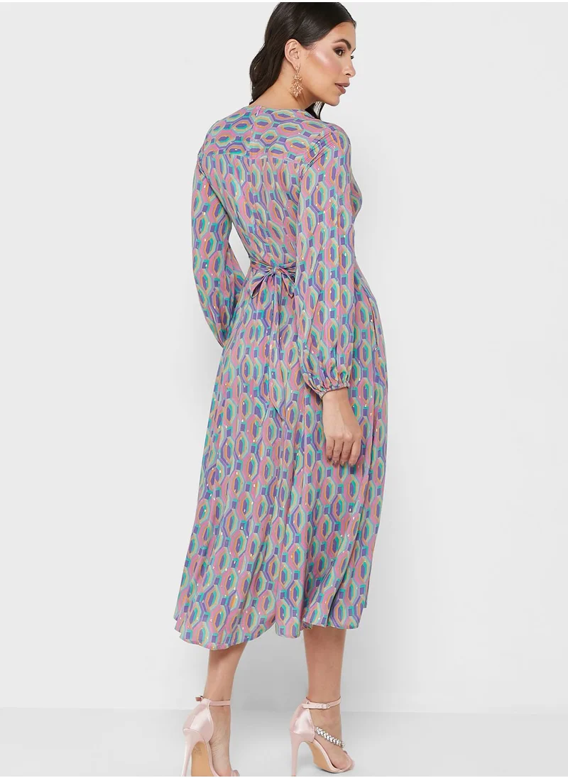 Closet London Printed Plunge Dress