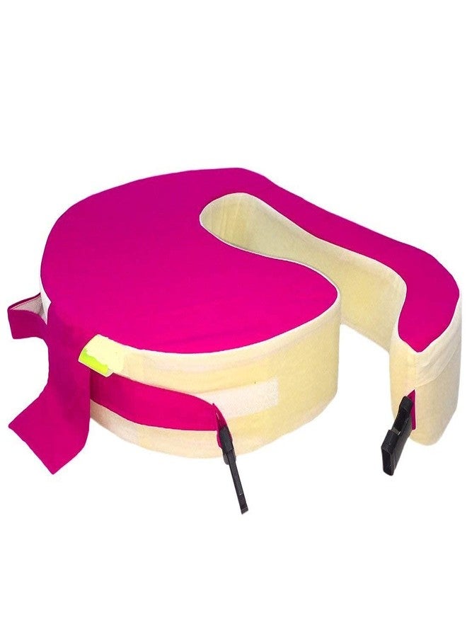 GET IT Premium Breast Feeding Foam Pillow with Detachable Cover | Newborn Nursing |Zip Buckle Adjustment | Support Baby Mom | Upto 2 Years (Pink with OffWhite, Foam Extra Large, Polyurethane (PU)) - Image 3