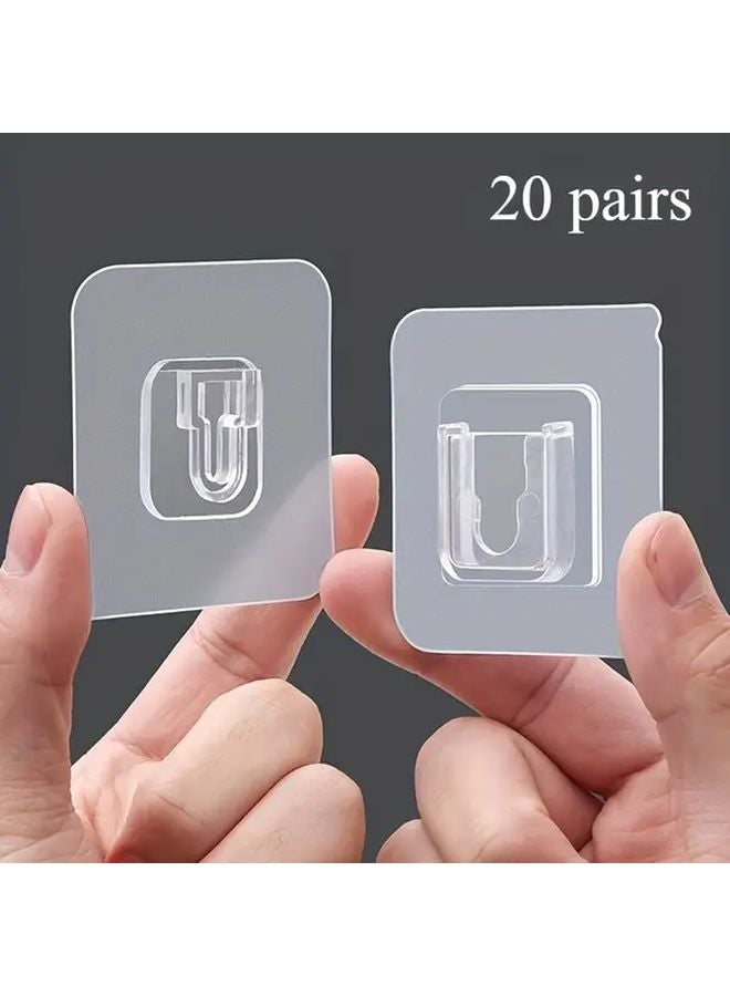20 Pairs Translucent Adhesive Hooks No Trace No Drilling Waterproof Multi Functional Wall Hanging Utility - Image 4