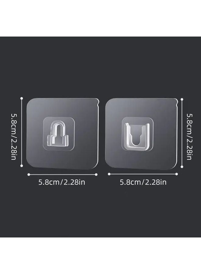 20 Pairs Translucent Adhesive Hooks No Trace No Drilling Waterproof Multi Functional Wall Hanging Utility - Image 3