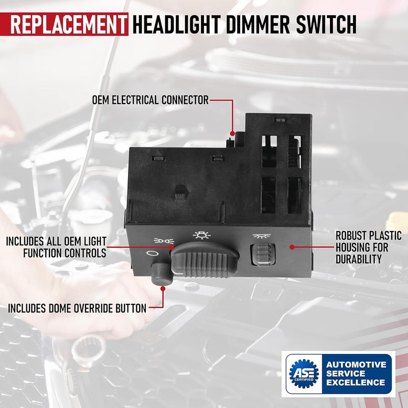 AA Ignition Headlight Instrument Panel Dimmer Dome Lamp Switch Gray Knob - Replaces 15755595, 15738843, D1534G, SW2157 - Fits Chevy Avalanche, Silverado, Tahoe, Suburban, GMC Sierra, Yukon 99, 00, 01, 02 - Image 4