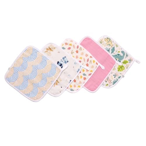TIDY SLEEP Muslin Baby 4 Layer Face Napkin for New Born (Washable, Reusable Extra Soft Baby Face Napkin) Assorted Colour (5) - Image 4