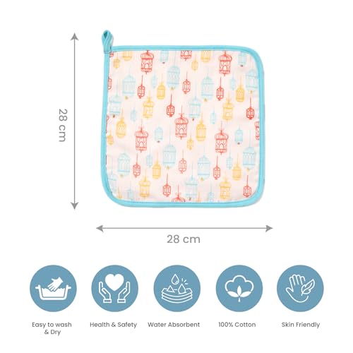 TIDY SLEEP Muslin Baby 4 Layer Face Napkin for New Born (Washable, Reusable Extra Soft Baby Face Napkin) Assorted Colour (5) - Image 2