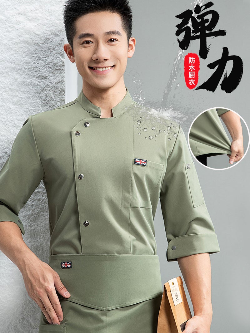 Five-Star El Chef Uniform Three-Quarter Sleeve Pastry Chef Work Clothes Baker Uniform Baker Work Clothes - Image 2
