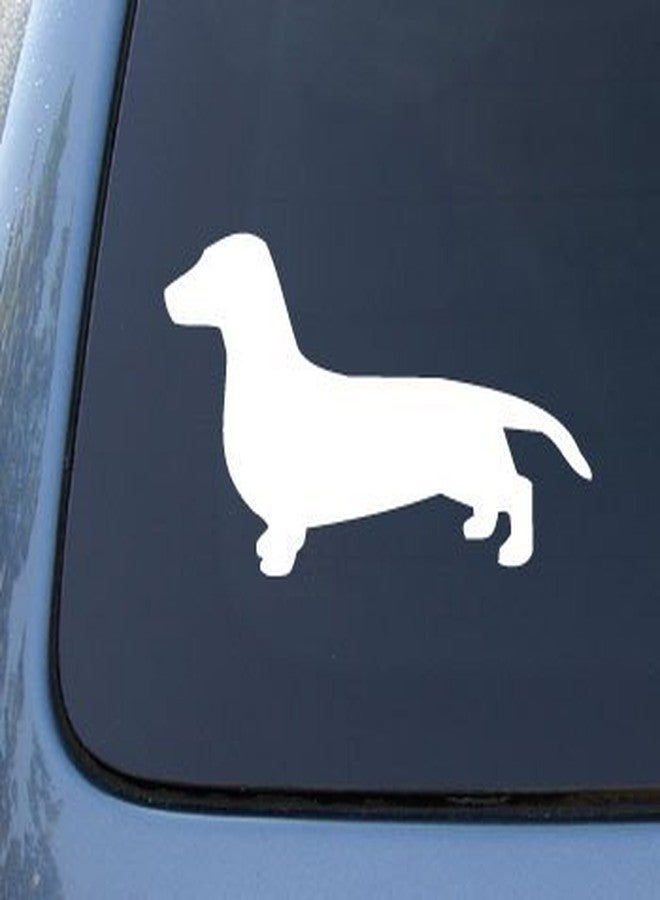 Dachshund Smooth Silhouette - Dog - Decal Sticker #1504 | Vinyl Color: White