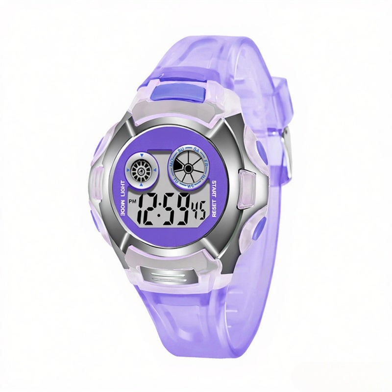 SYNOKE Kids Watch: Purple PU Strap - 30M Waterproof Multifunctional Watch With Premium Material, LED Luminous, Alarm Clock, Stopwatch for Time Learning, Comfortable Wear - Image 1