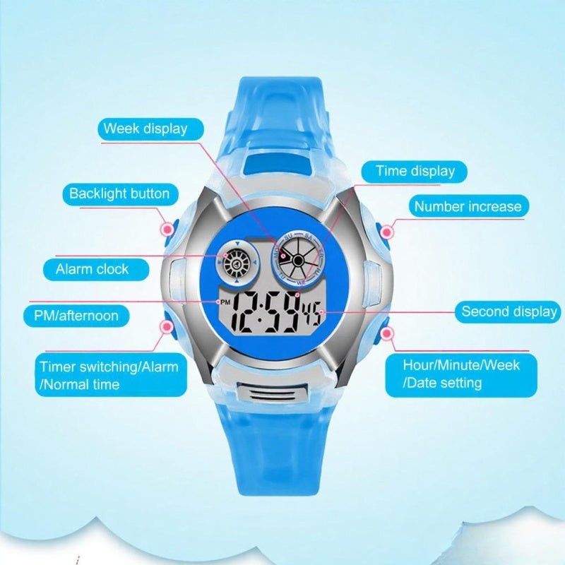 SYNOKE Kids Watch: Purple PU Strap - 30M Waterproof Multifunctional Watch With Premium Material, LED Luminous, Alarm Clock, Stopwatch for Time Learning, Comfortable Wear - Image 4