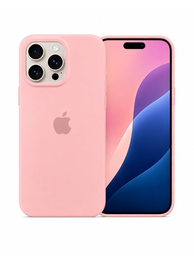 VR CREATIVE Apple iPhone 16 Pro Max Liquid Silicone Protective Case Cover with Microfiber Lining, Slim Shockproof Soft TPU Back Cover - Pink