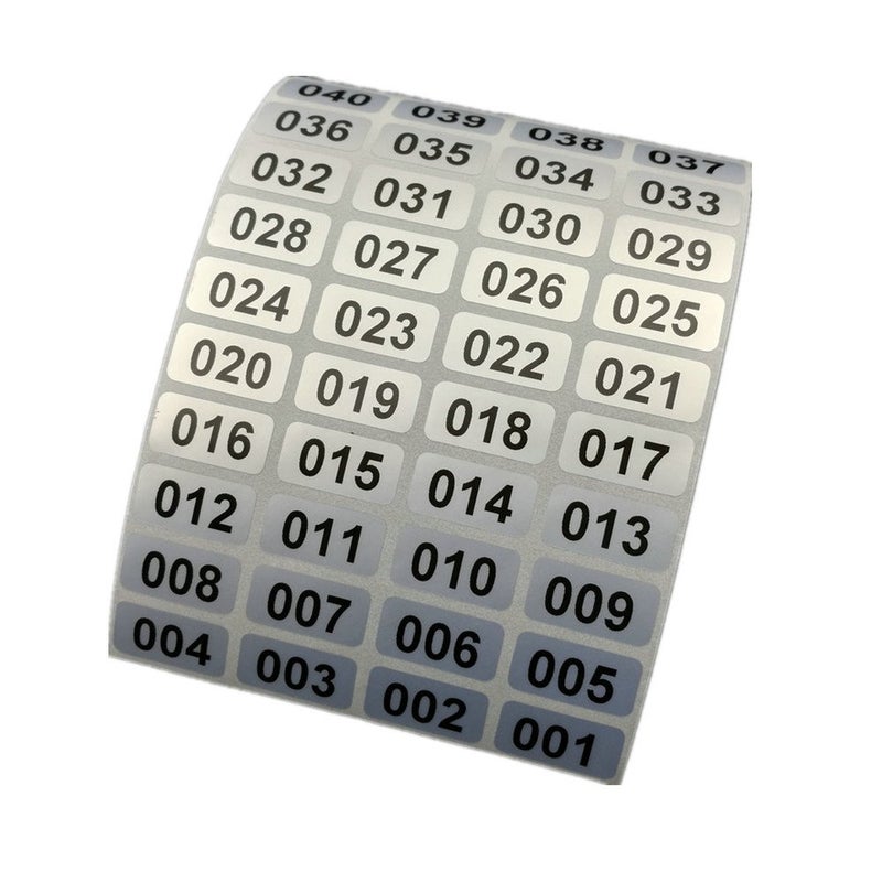 EXTRONTONDA Consecutive Number Inventory Stickers Waterproof 0.39 x 0.78 Inch Black Printing On Silver Sticker (001 to 1000) - Image 1