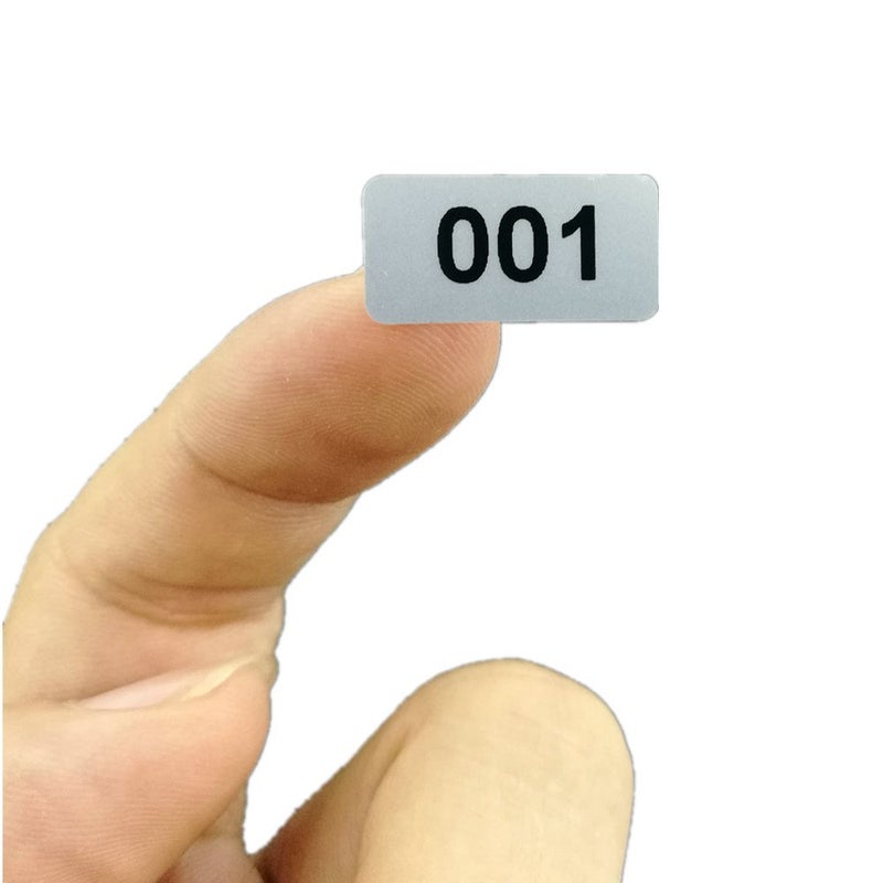 EXTRONTONDA Consecutive Number Inventory Stickers Waterproof 0.39 x 0.78 Inch Black Printing On Silver Sticker (001 to 1000) - Image 3