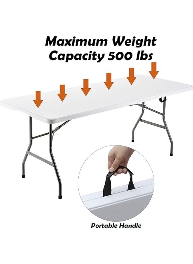 Folding 6-Foot Table - Durable & Easy-to-Use Portable Plastic Table for Outdoor, Parties & Camping - Image 2
