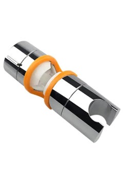 Rubik Shower Head Holder for Slide Bar, 18-25MM Adjustable, 360 Degree Rotation Shower Sprayer Mounting Rail Slider Bracket (ABS Chrome) Silver/Orange  - Image 1