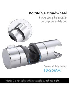 Rubik Shower Head Holder for Slide Bar, 18-25MM Adjustable, 360 Degree Rotation Shower Sprayer Mounting Rail Slider Bracket (ABS Chrome) Silver/Orange  - Image 3