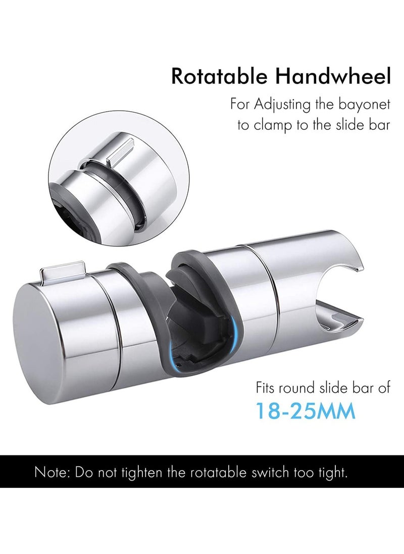 Rubik - Shower Head Holder for Slide Bar, 18-25MM Adjustable, 360 Degree Rotation Shower Sprayer Mounting Rail Slider Bracket (ABS Chrome) Silver/Orange - Image 1