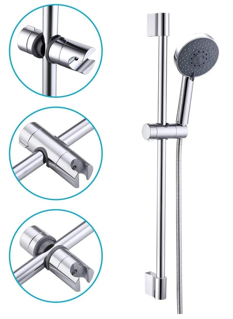Rubik - Shower Head Holder for Slide Bar, 18-25MM Adjustable, 360 Degree Rotation Shower Sprayer Mounting Rail Slider Bracket (ABS Chrome) Silver/Orange - Image 1
