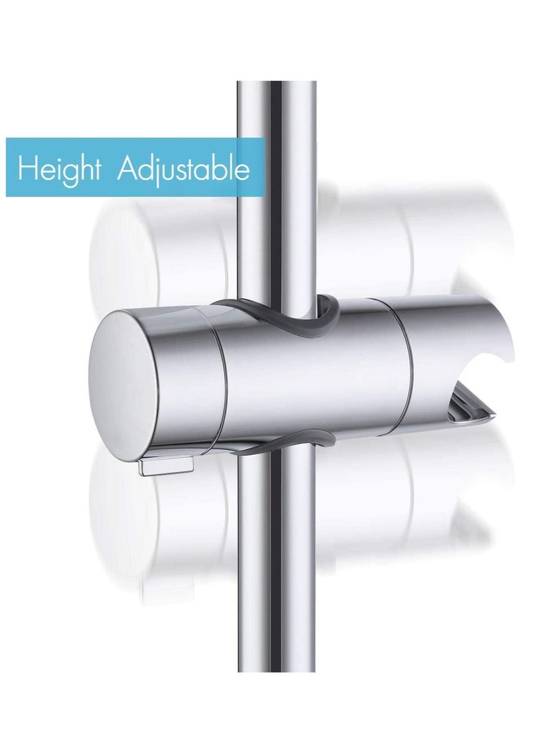 Rubik - Shower Head Holder for Slide Bar, 18-25MM Adjustable, 360 Degree Rotation Shower Sprayer Mounting Rail Slider Bracket (ABS Chrome) Silver/Orange - Image 1
