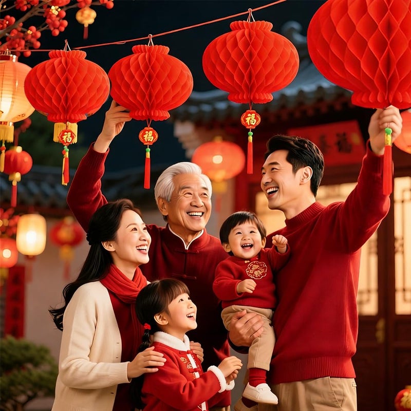 panlen 10 Pack Chinese Lanterns 13.9 inchs for New Year Decorations, 2026 Horse Year Spring Festival, Hanging Red Lantern Waterproof for Lunar New Year Decorations, Party Wedding Restaurant Celebration çº¢ç¯ç¬¼ - Image 2