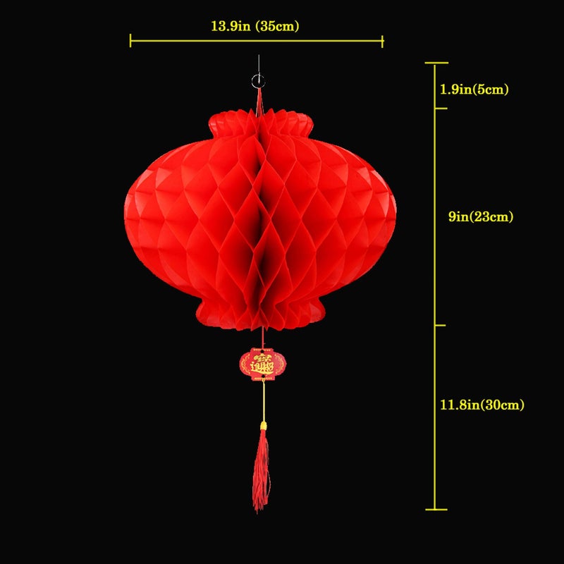 panlen 10 Pack Chinese Lanterns 13.9 inchs for New Year Decorations, 2026 Horse Year Spring Festival, Hanging Red Lantern Waterproof for Lunar New Year Decorations, Party Wedding Restaurant Celebration çº¢ç¯ç¬¼ - Image 4
