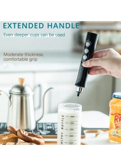 Arabest Handheld Electric Mini Coffee Frother with 3 Stainless Steel Stirrers, USB Rechargeable 1200mAh 3-Speed Adjustable Beverage Stirrer (Black)  - Image 2