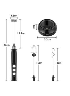 Arabest Handheld Electric Mini Coffee Frother with 3 Stainless Steel Stirrers, USB Rechargeable 1200mAh 3-Speed Adjustable Beverage Stirrer (Black)  - Image 5