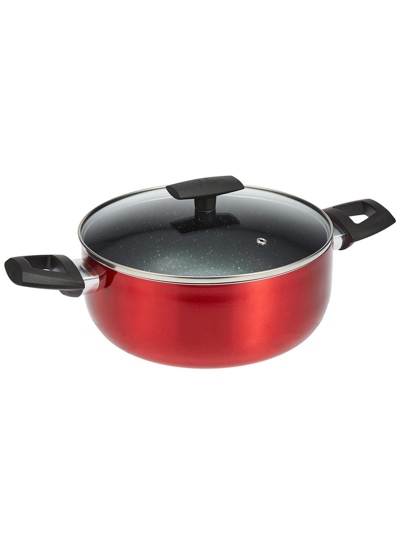 2-Piece Casserole With Lid And Frypan Set Red 5 Liters