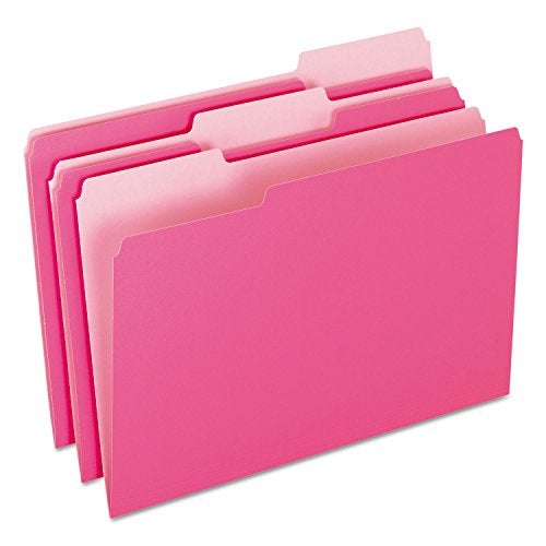 Pendaflex Two-Tone Color File Folders, Legal Size, Pink, 1/3 Cut, 100/BX (153 1/3 PIN) - Image 1