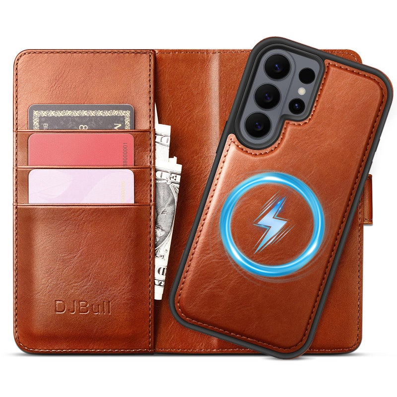 DJBull 2-in-1 Detachable Wallet Case for Samsung Galaxy S26 Ultra RFID Blocking Flip Folio with Card Holder | PU Leather Shockproof Protective Cover Women Men for S26 Ultra Phone Case Light Brown - Image 1