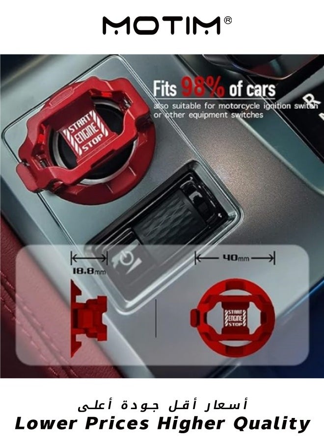 Motim Push Start Button Cover Car Engine Start Stop Button Cover Protector Motorcycle Key Ignition Switch Cover Cool Car Accessories Interior Decor Red  - Image 2