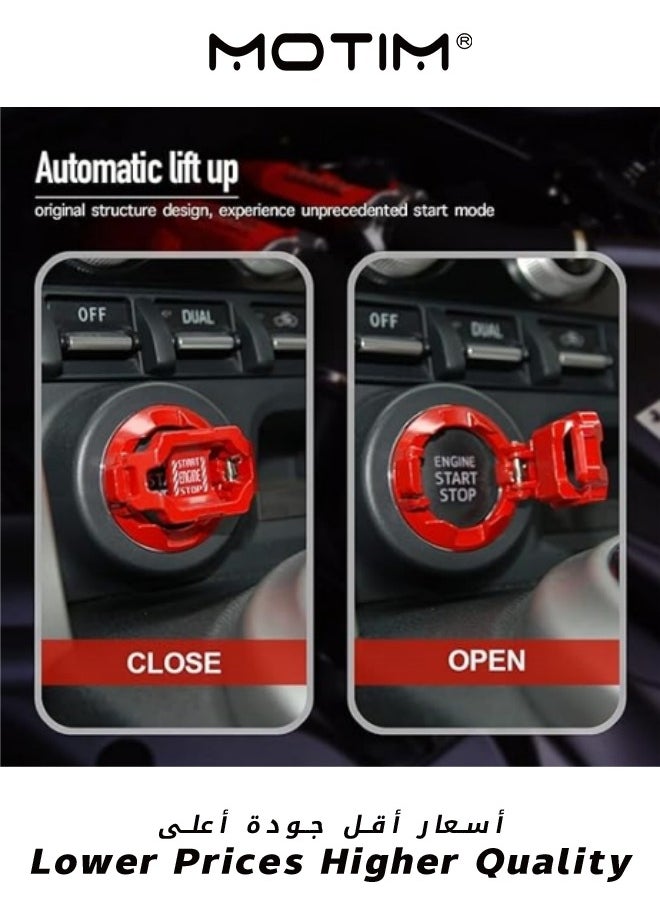 Motim Push Start Button Cover Car Engine Start Stop Button Cover Protector Motorcycle Key Ignition Switch Cover Cool Car Accessories Interior Decor Red  - Image 3