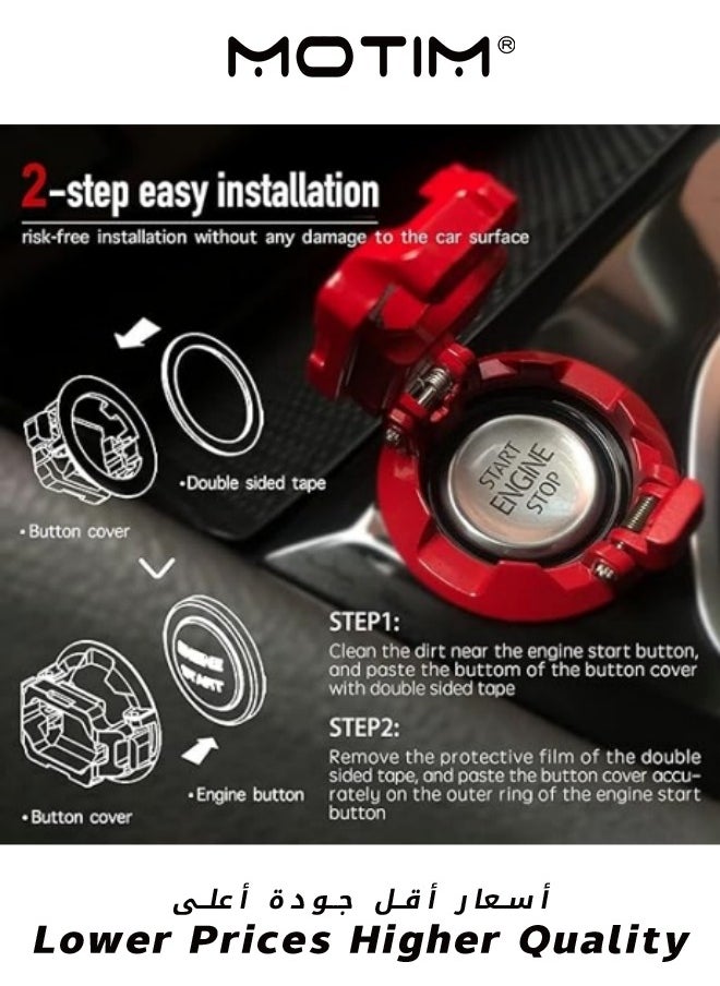 Motim Push Start Button Cover Car Engine Start Stop Button Cover Protector Motorcycle Key Ignition Switch Cover Cool Car Accessories Interior Decor Red  - Image 4