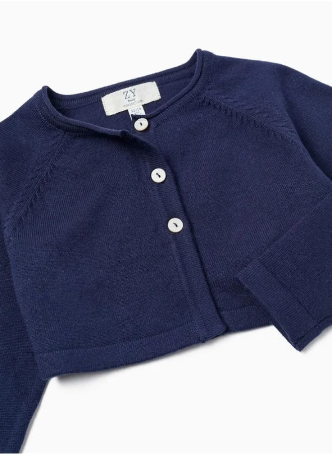 زيبي Cotton Bolero Cardigan for Baby Girls, Dark Blue