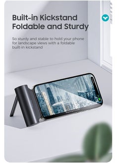 Benks Benks Mini Portable Power Bank BP10 with Built-in USB-C Connector, 5,000mAh Foldable Kickstand Compact Charger for iPhone 15 Series, Samsung Galaxy S22/23/24 Series, Huawei, iPad Pro/Air, AirPods, and more Black  - Image 3