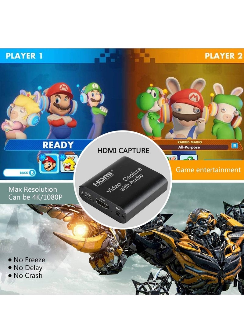 Generic - HDMI Video Capture Card with External Loop, USB 2.0 4K HD 1080P 60FPS HDMI Game Capture Card for Live Streaming for PS3/PS4/Xbox One/DSLR/Camcorders/SLR Cameras - Image 1