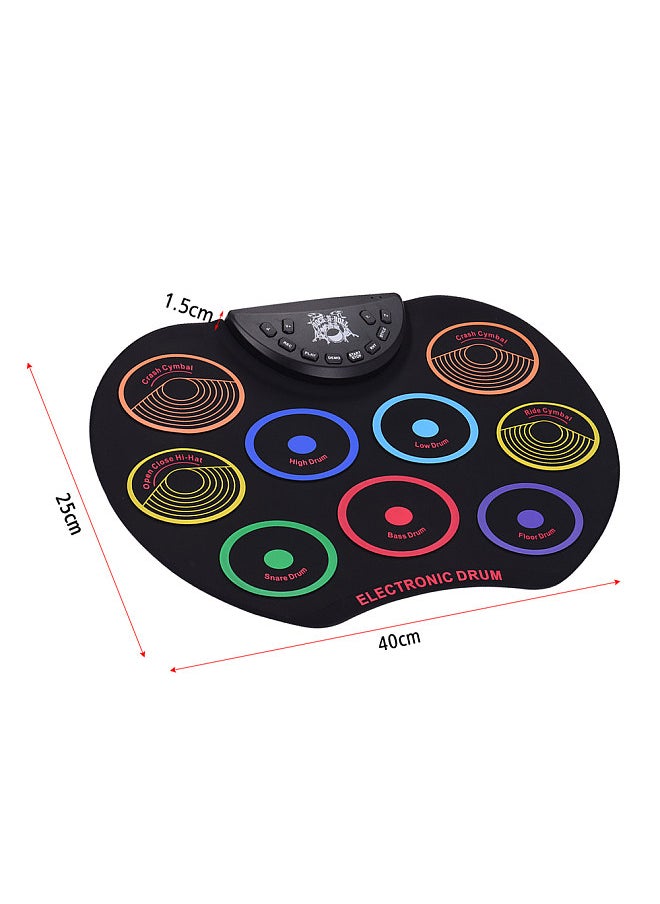 Generic Compact Size Roll-Up Drum Set Electronic Drum Kit 9 Silicon Drum Pads USB/Battery Powered with Drumsticks Foot Pedals for Children Kids  - Image 1